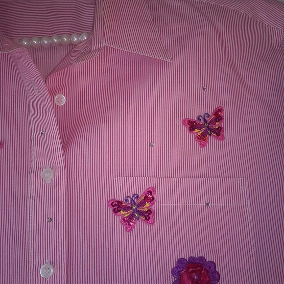 Haut Fille Flapdoodles Rose Poudré – Broderie Papillon, Manches Longues, Taille 6